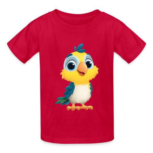 Playful Cartoon Parrot with Big Happy Eyes - Heavyweight Kid's T-Shirt