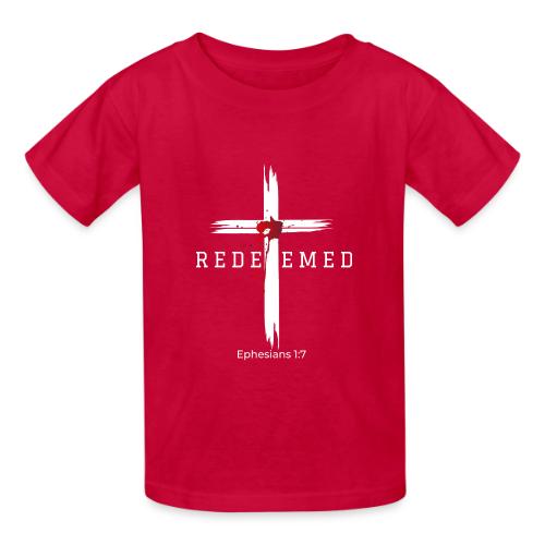 Redeemed by the blood of Jesus - Ephesians 1:7 - Heavyweight Kid's T-Shirt
