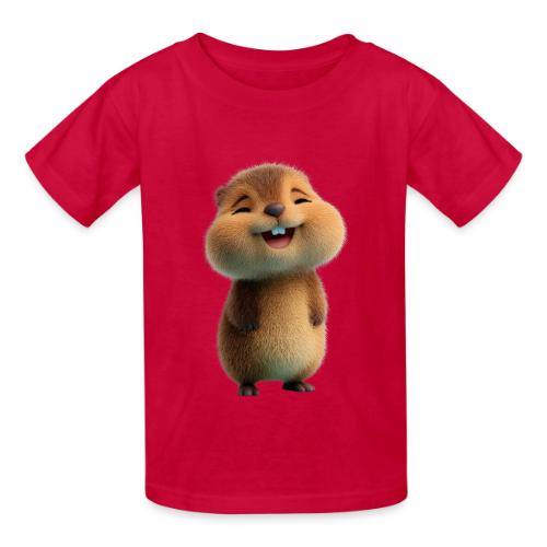 Joyful Cartoon Baby Beaver - Heavyweight Kid's T-Shirt