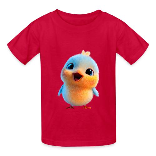 Colorful Cartoon Baby Bird in Orange and Blue - Heavyweight Kid's T-Shirt