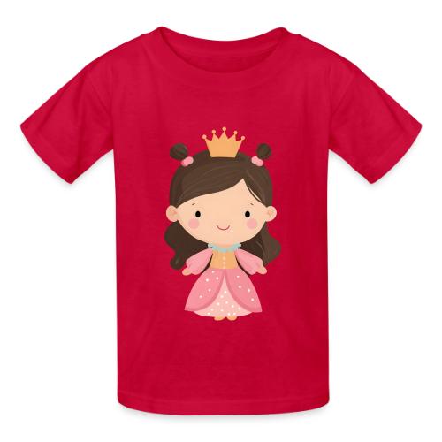 Cute Cartoon Little Princess Standing and Smiling - Heavyweight Kid's T-Shirt