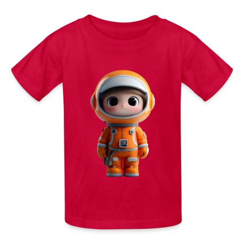 Cute Cartoon Astronaut in Orange Suit - Heavyweight Kid's T-Shirt