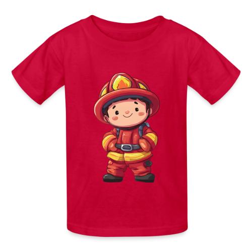 Friendly Firefighter Hero - Heavyweight Kid's T-Shirt