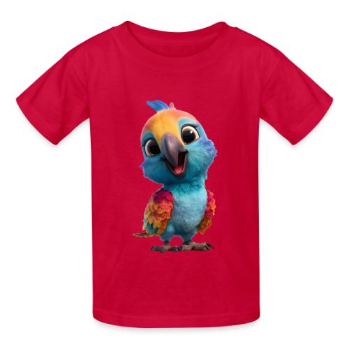 Colorful Cartoon Baby Parrot Design - Heavyweight Kid's T-Shirt