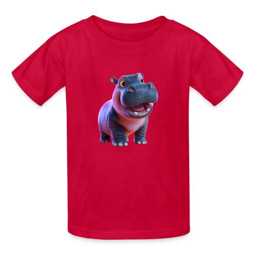 Smiling Cartoon Baby Hippo Standing - Heavyweight Kid's T-Shirt