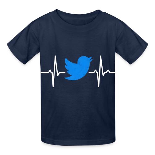 Social Media Heartbeat Blue Bird Graphic - Heavyweight Kid's T-Shirt