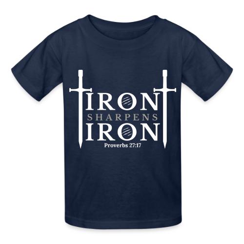 Iron Sharpens Iron - Proverbs 27:17 (White & Grey) - Heavyweight Kid's T-Shirt