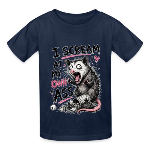 Funny Opossum Screaming Graphic Tee - Heavyweight Kid's T-Shirt