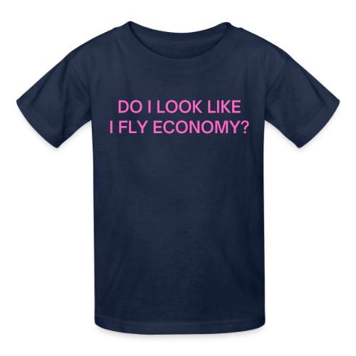 Do I Look Like I Fly Economy? (in pink letters) - Heavyweight Kid's T-Shirt