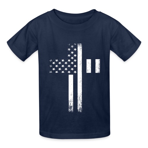Vintage USA Flag Cross - Hanes Youth T-Shirt