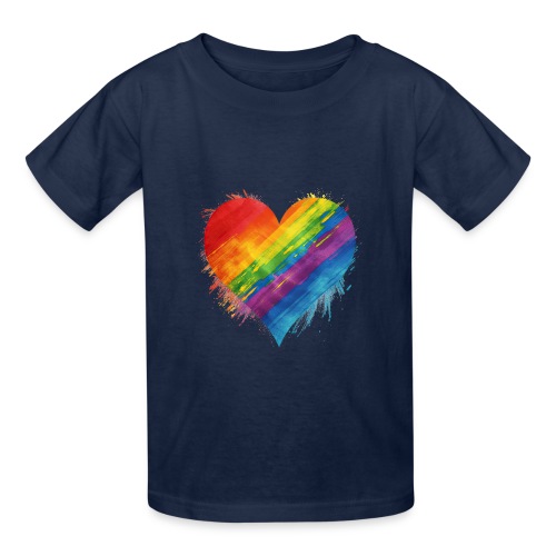 Watercolor Rainbow Pride Heart - LGBTQ LGBT Pride - Hanes Youth T-Shirt