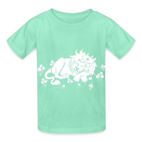 Clover King White Cute Lion Shamrock Irish - Hanes Youth T-Shirt