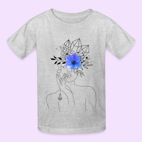 Third Eye Flower Goddess - Crystal Design - Heavyweight Kid's T-Shirt