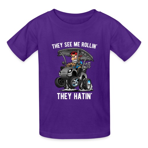 They See Me Rollin' They Hatin' Golf Cart Cartoon - Gildan Ultra Cotton Youth T-Shirt