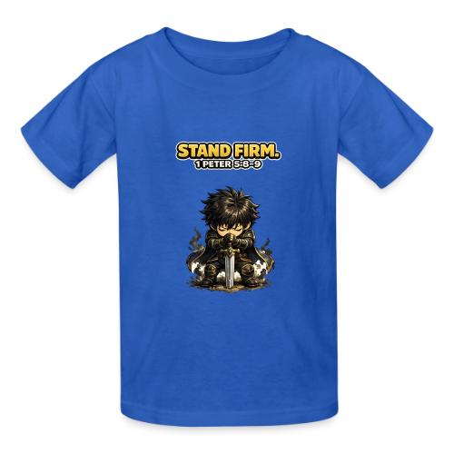 Stand Firm Chibi Warrior | 1 Peter 5:8-9 - Gildan Ultra Cotton Youth T-Shirt