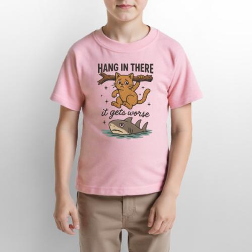 Funny Hang in There, It Gets Worse Cat and Shark - Gildan Ultra Cotton Youth T-Shirt