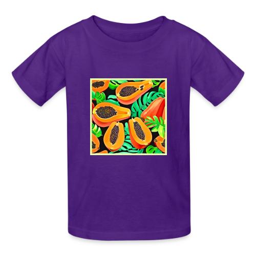 Papaya and Leaves Fresh Pattern - Gildan Ultra Cotton Youth T-Shirt