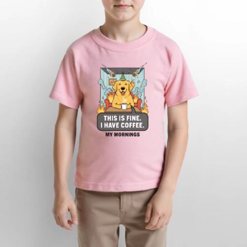 🔥 Funny Dog Meme “This Is Fine, I Have Coffee” - Gildan Ultra Cotton Youth T-Shirt