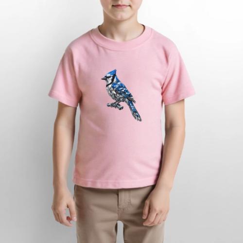 Silver Blue Jay on Perch + Flight Stages 2-print - Gildan Ultra Cotton Youth T-Shirt