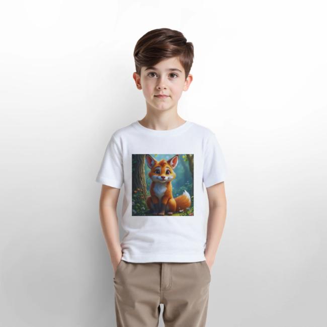 Magical fantasy fox in enchanted forest scene