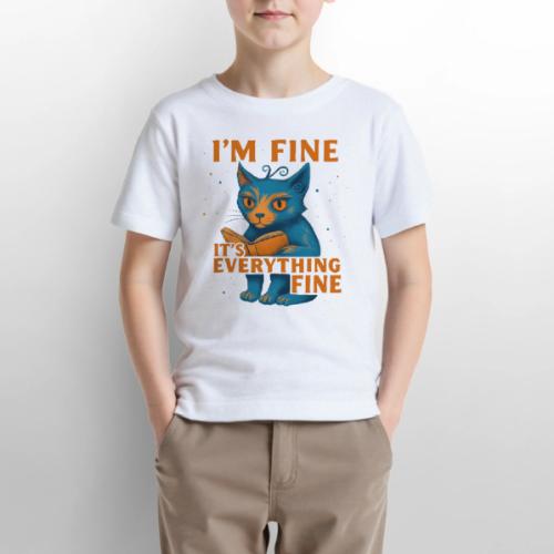 Funny Cat I’m Fine It’s Everything Fine– Retro tee - Gildan Ultra Cotton Youth T-Shirt