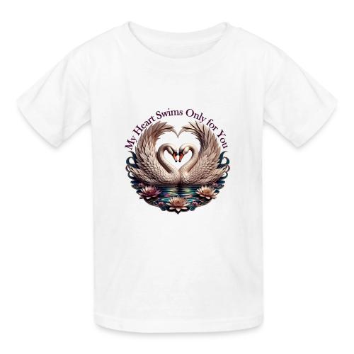 My Heart Swims Only for You Swan Heart T-Shirt - Gildan Ultra Cotton Youth T-Shirt