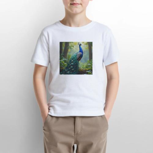 Majestic Peacock in Enchanted Forest - Gildan Ultra Cotton Youth T-Shirt