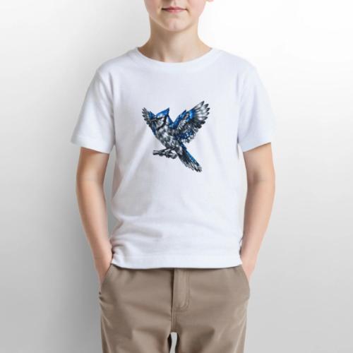 Silver Blue Jay Open Wing Perch - Gildan Ultra Cotton Youth T-Shirt