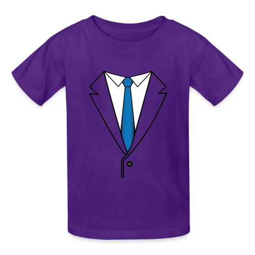 Suit with Blue Tie - Gildan Ultra Cotton Youth T-Shirt