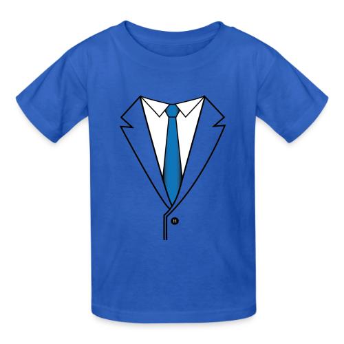 Suit with Blue Tie - Gildan Ultra Cotton Youth T-Shirt
