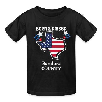 Bandera County TX Born and raised. - Gildan Ultra Cotton Youth T-Shirt - black - Front - Maike (125cm)