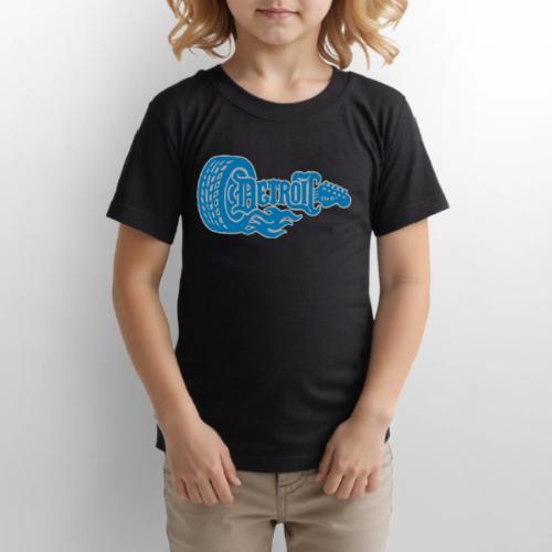 The D® - Detroit Wheel Guitar with Flames Bl Slvr - Gildan Ultra Cotton Youth T-Shirt