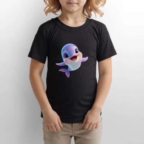 Purple-White Smiling Baby Dolphin - Gildan Ultra Cotton Youth T-Shirt
