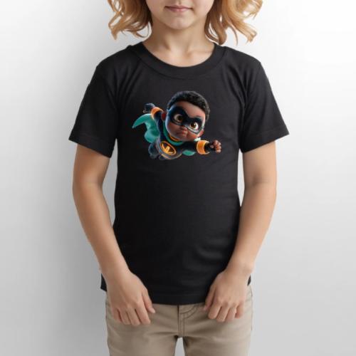 Brave Cartoon Superhero Boy in Green Cape - Gildan Ultra Cotton Youth T-Shirt