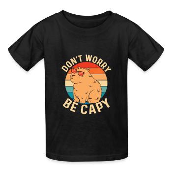 Don't Worry Be Capy Capybara Animal Lover - Gildan Ultra Cotton Youth T-Shirt - black - Front - Maike (125cm)