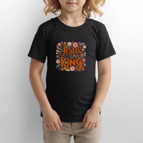 Jesus Is King – Floral Christian Typography Design - Gildan Ultra Cotton Youth T-Shirt