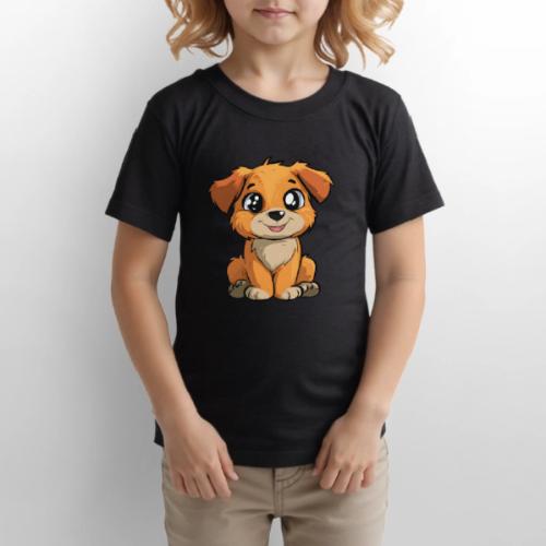 Cute Sitting Puppy Cartoon with Big Eyes - Gildan Ultra Cotton Youth T-Shirt