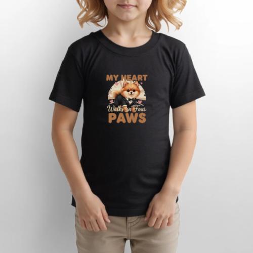 My Heart Walks on Four Paws – Pomeranian tee - Gildan Ultra Cotton Youth T-Shirt
