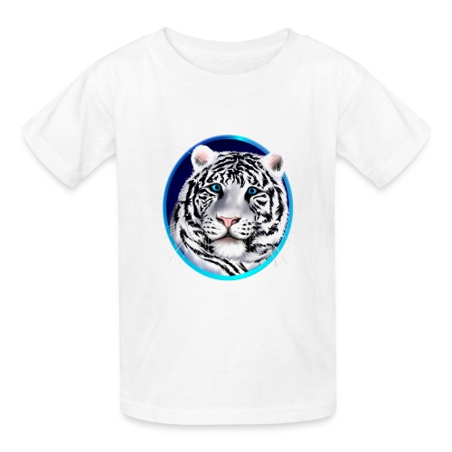 Framed White Tiger Face - Gildan Ultra Cotton Youth T-Shirt