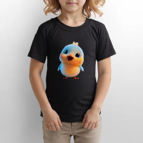 Colorful Cartoon Baby Bird in Orange and Blue - Gildan Ultra Cotton Youth T-Shirt