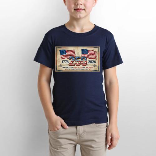 USA 250th Anniversary Flags Emblem - Gildan Ultra Cotton Youth T-Shirt