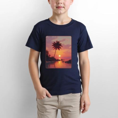 Tropical Beach Sunset Palm Design - Gildan Ultra Cotton Youth T-Shirt