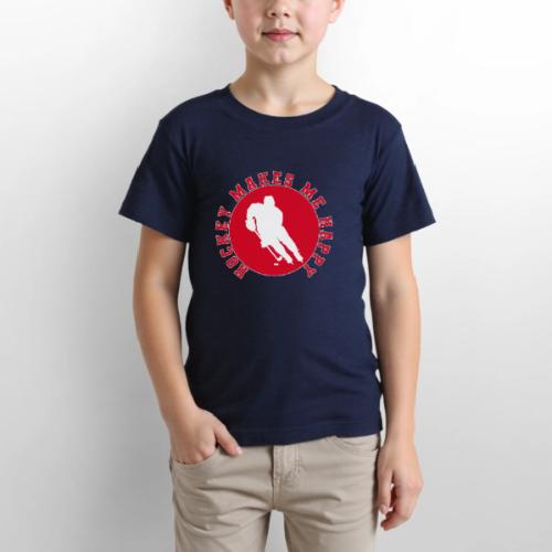 Hockey Makes Me Happy – Ice Hockey Fan Emblem - Gildan Ultra Cotton Youth T-Shirt