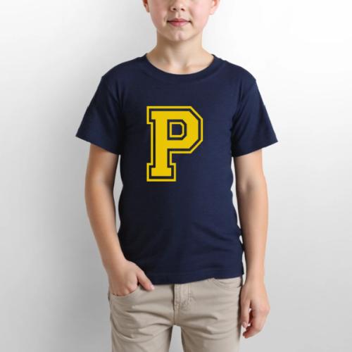 Letter P – Capital Athletic Alphabet Monogram - Gildan Ultra Cotton Youth T-Shirt