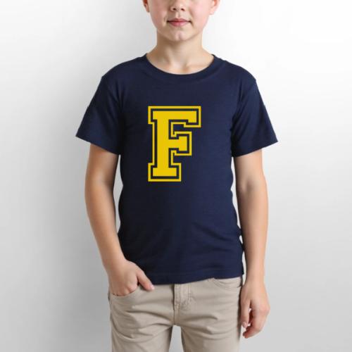 Letter F – Capital Athletic Alphabet Monogram - Gildan Ultra Cotton Youth T-Shirt