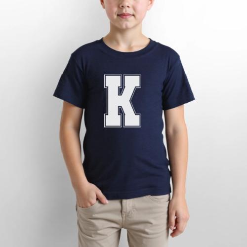 White Letter K – Varsity Alphabet Monogram - Gildan Ultra Cotton Youth T-Shirt
