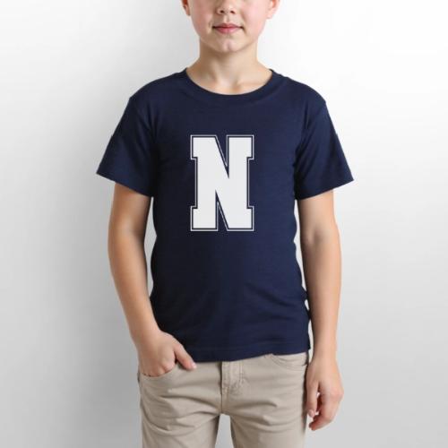 White Letter N – Varsity Alphabet Monogram - Gildan Ultra Cotton Youth T-Shirt
