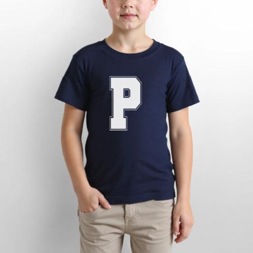 White Letter P – Varsity Alphabet Monogram - Gildan Ultra Cotton Youth T-Shirt