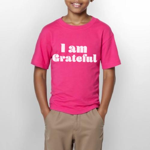 I Am Grateful Affirmation Quote Merch - Gildan Ultra Cotton Youth T-Shirt
