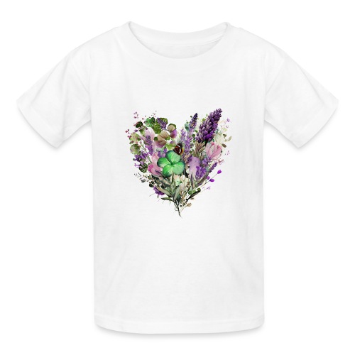 Walk in Love Spring Clover Flowers Heart - Gildan Ultra Cotton Youth T-Shirt